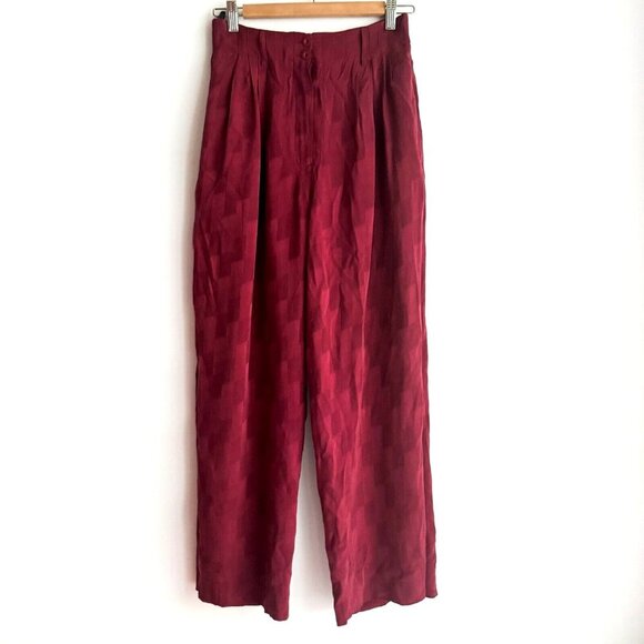 Vintage Silk Bugundy Pants - Picture 1 of 5